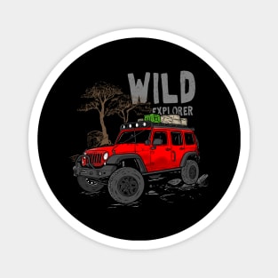 Wild Explorer Jeep - Adventure Red Jeep Wild Explore for Outdoor enthusiasts Magnet